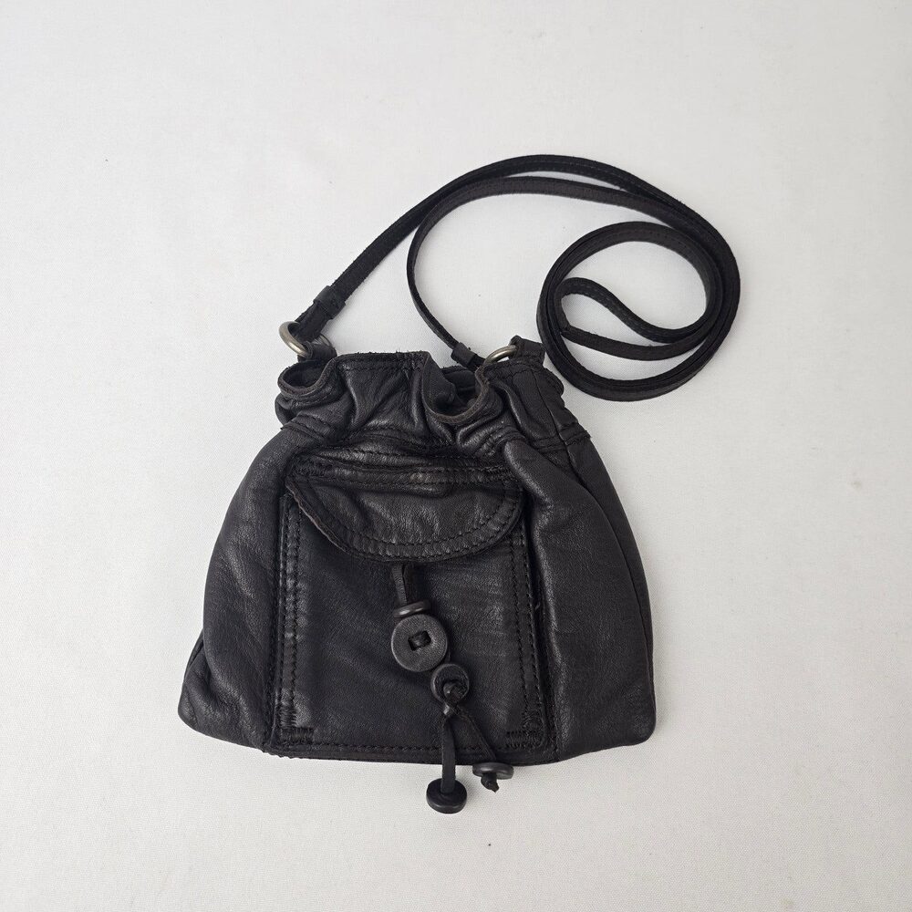 Vintage Old Navy Brown Leather Mini Pouch Crossbody Purse